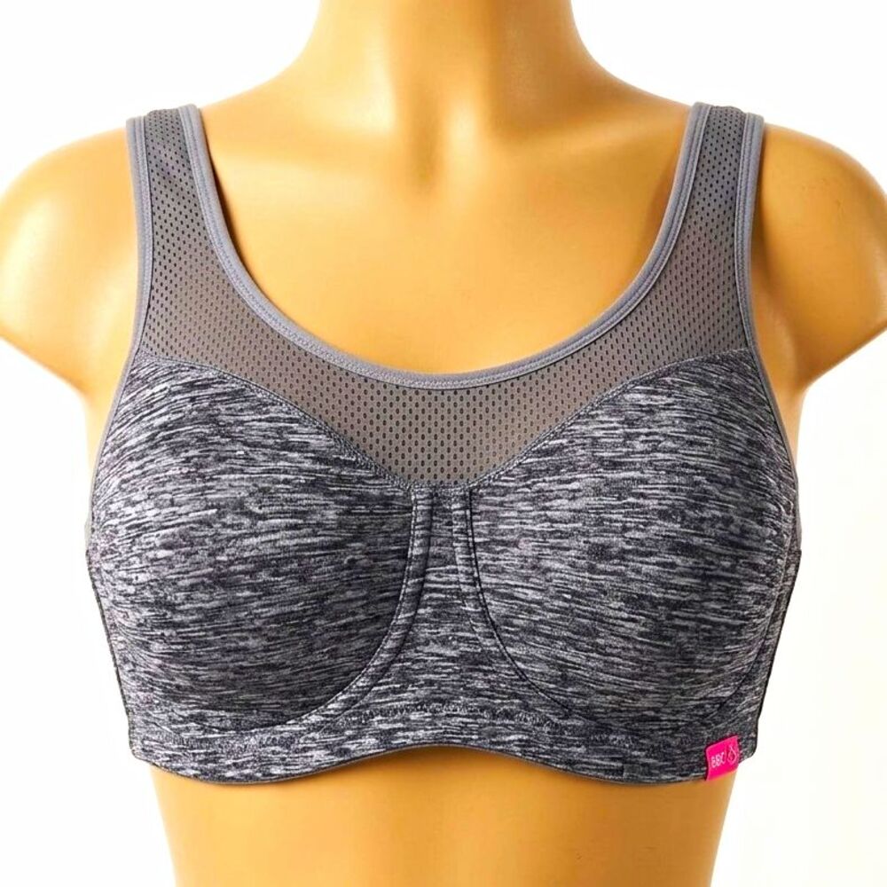 Maidenform Gray Black Mesh High Support Pullover Sports Bra Wireless 38C NWT
